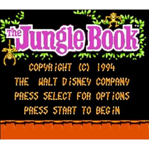 Jungle Book 60 Pins English Version Game Cartridge for 8 Bit 60pin Game Console Region Free