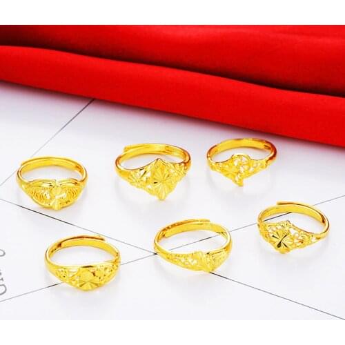 Simple Wave Rings for Women 24K Gold Color Pure copper hypoallergenic ring Wedding Jewelry Ladies Gifts 2020 New Arrivals