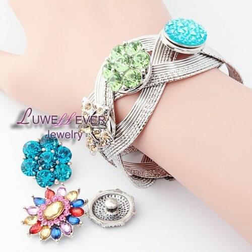 Hot Sale Hollow Retro Exaggerated 18mm Snap Button Bracelet Bangle Interchangeable Charm Jewelry For Women Men gift