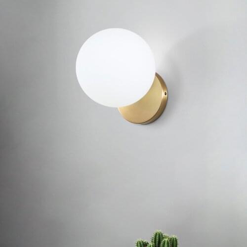 Nordic Wall LIghts Glass Ball Classic Round Led Wall Moon Lamp Indoor Modern Wandlamp Bedside Bedroom Home Gold Black White
