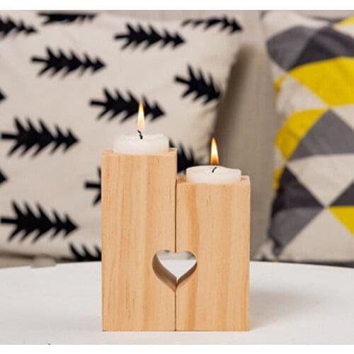 Nordic Wood Candlestick Candle Holder Decor Handmade Home Decoration Art Party Decor Xmas Gift Decorations New Year Gift