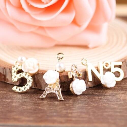 New Arrival Mini Order 4 Sets(16PCS) Assorted Resin Flowers Decorated Alloy DIY Jewelry Charms Gold Tone Jewelry Bracelet Charm