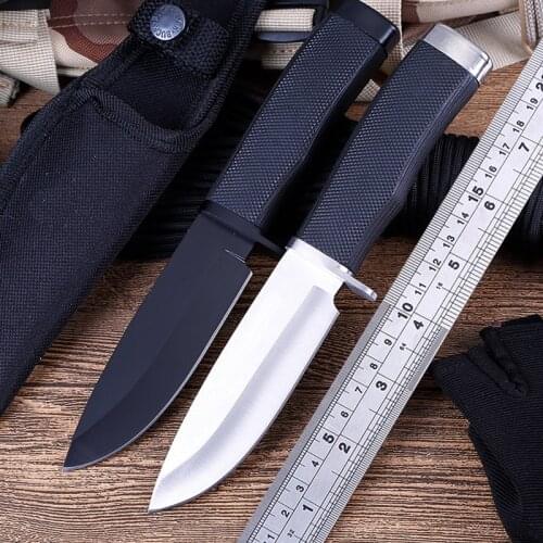 Damascus Sharp Fixed Blade Knife Rubber Handle Hunting knife Outdoor Survival Tactical Knife Hiking Camping Knives Nylon Sheath