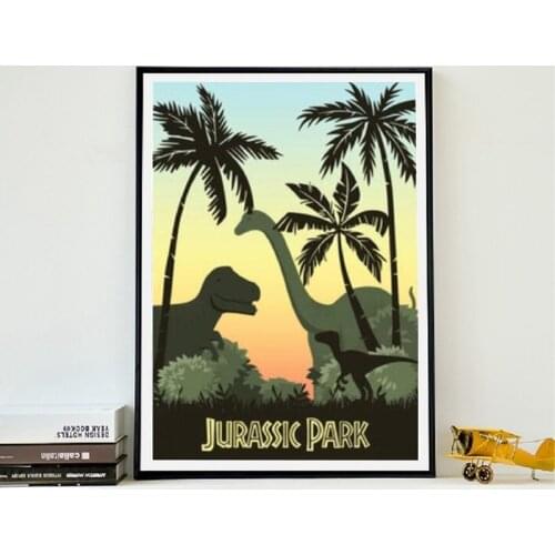 Jurassic Park Poster Dinosaur Movie Print Tyrannosaurus Rex Minimalist Wall Art Canvas Painting Picture Kids Room Home Decor