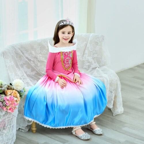 Popular Girls Birthday Party Gift Cosplay the Sleeping Beauty Aurora Princess Fancy Dress Costumes