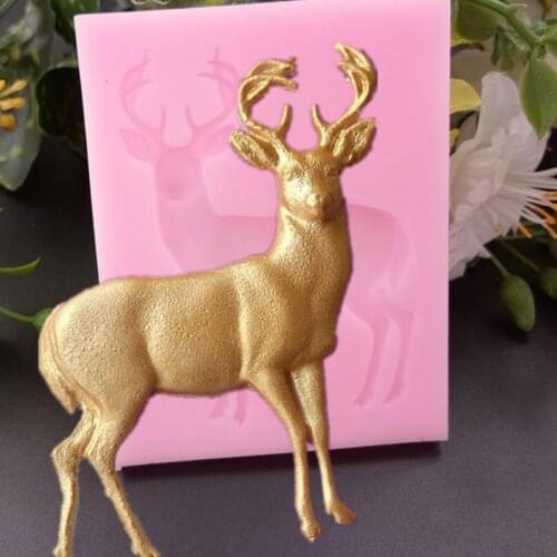 Christmas Cupcake Topper Fondant Cake Decorating Tools 3D Deer Silicone Mold Polymer Clay Candy Chocolate Cookie Baking Mould