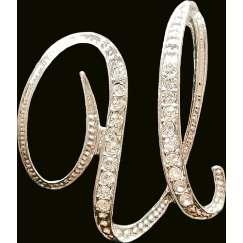 RSHCZY Letter U Cute Brooch For Women Men Rhinestones Crystal Silver Color Metal Pins Jewelry Accessories Christmas Gift