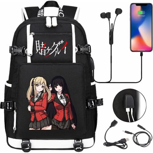 Kakegurui Jabami Yumeko Laptop Backpack Shoulder Bags Student Schoolbag Mens And Womens Leisure Travel Backpacks