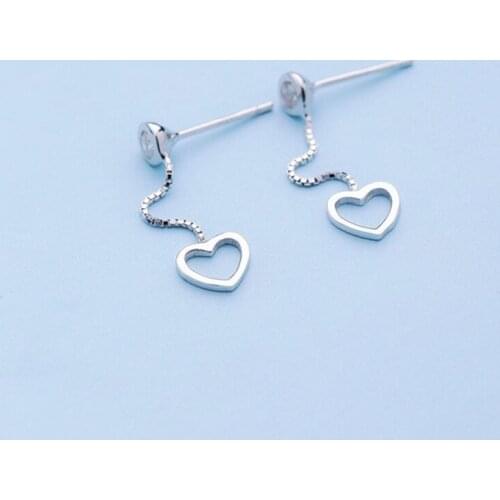 100% 925 Sterling Silver Earrings Crystal Heart Earrings for Women Gifts Sterling-silver-jewelry pendientes Fashion Jewelry