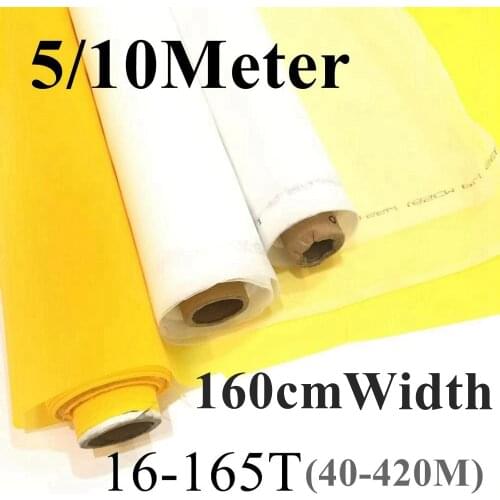 5/10 Meter 160CM Width 40-420M Silk Screen Printing Mesh 16T-165T White Polyester Screen Printing Mesh Fabric Tools Filter Net