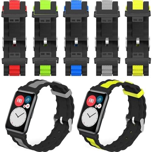 Replacement Watchbands Dual Color Silicone Wrist Band Strap Fashion Watches Bracelets With Tool For Huawei Watch FIT Accessories