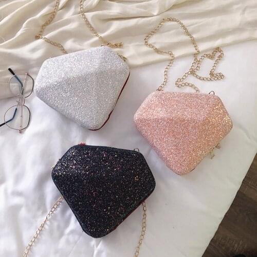 Sequins Bags for Women 2020 Diamond Shape Chain Laser Shoulder Bag Cute Crossbody Bag Women Messenger Bags Bolsa Feminina