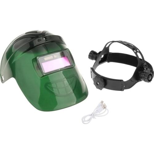 Welding Helmet Welding Mask MIG TIG Cap Auto Darkening w/Light & Fan