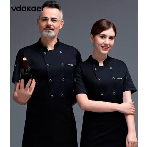 Unisex uniform chef coat Breathable chef works jacket Chef overalls Hotel restaurant summer work clothes chef wear