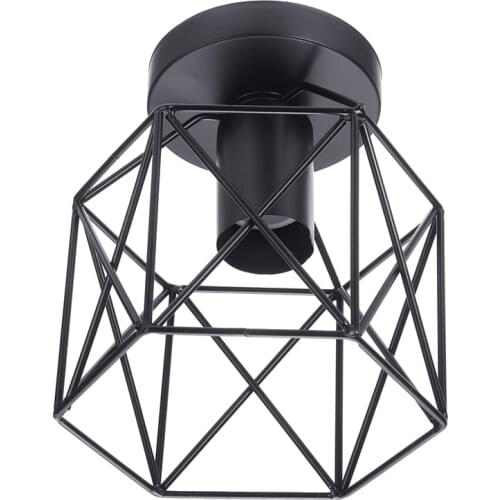 Iron Pendant Light Shade Ceiling Industrial Geometric Wire Cage Lampshade Lamp For Living Room Restaurants Cafes Ceiling Shade