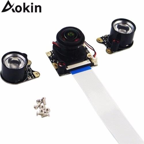 5MP Camera Video Module 175 Degree Wide Angle + 2 IR Light +16cm FFC cable For Raspberry Pi 3 Model B+ 3 2 Night version camera