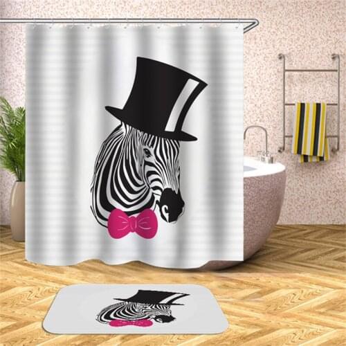 Zebra Gentleman Bathroom Decoration Shower Curtain Creative Pinto Bath Bathtub Anti Peeping Screen Lion Waterproof Fabric Tende