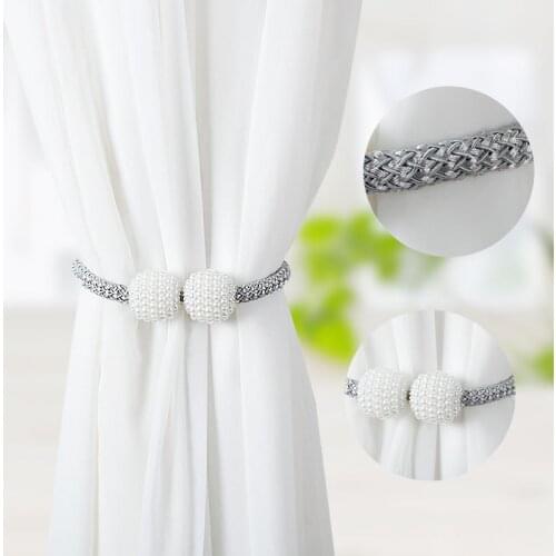 Pearl Magnetic Curtain Clip Hanging Ball Buckle Tie Back Curtain Straps Home Decoration Curtain Holders Tieback Buckle Clips