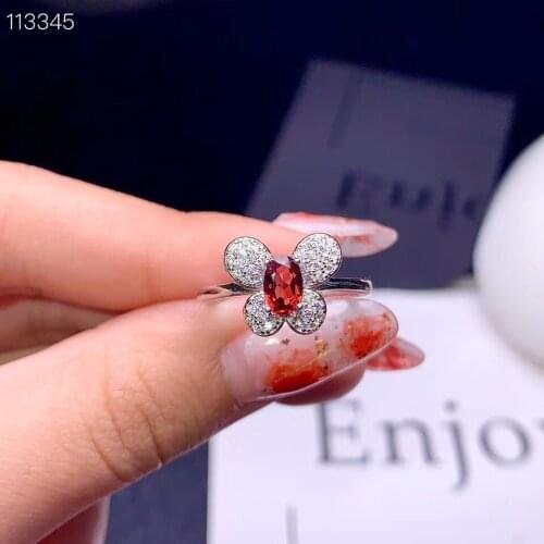 Big sale birthstone :red garnet ring for women jewelry real 925 silver material wine red color natural gem chic birthday gift