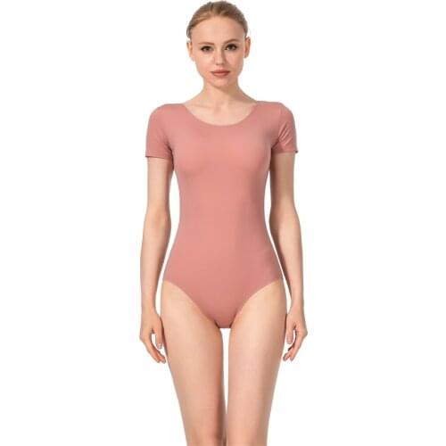 Women Nylon Short Sleeves Leotards Ballet Dance Bodysuit Gymnastics Dance Leotard Adult Ballerina Dancing Cloth