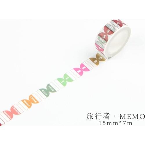 1.5cm 7m 1 pcs day by day DIY design washi tape Adhesive DIY Scrapbook Sticker Label Masking home decor