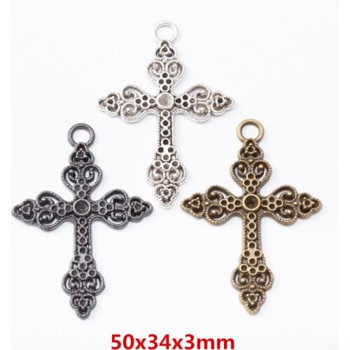 15 pieces of retro metal zinc alloy cross pendant for DIY handmade jewelry necklace making 7194