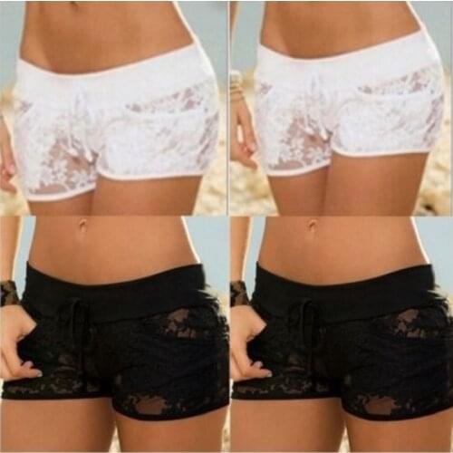2pcs Women Ladies Hollow Out Lace Swim Shorts Pants Beach Shorts Summer Swimming Pool Bikini Bottom Swimsuit