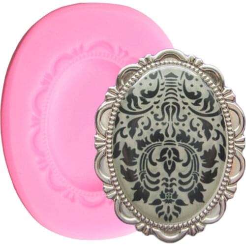 3D Mirror Frame Cake Border Silicone Mold Party Cupcake Topper Fondant Cake Decorating Tools Candy Resin Clay Chocolate Molds