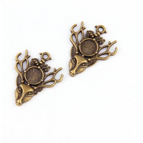 5pcs 9mmAntique BroznePlated SheepNecklace Pendant Setting Cabochon Cameo Base Tray Bezel Blank Jewelry Findings&components