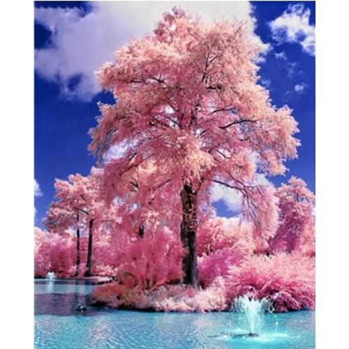 5d full squareround drill diamond painting Sakura Tree landscape diy mosaic rhinestone embroidery cross stitch Thanksgiving gift