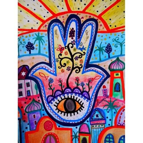 Full Square Diamond Painting"Hamsa Hand Eye"Daimond Painting Rhinestone Embroidery Cross Stitch Crystal Mosaic Painting