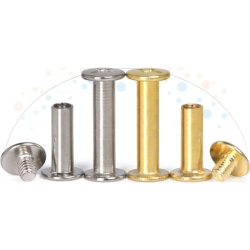 2/10pcs Golden Silver Leather Bag Belt Photo Scrapbook Album Book Post Binding Screw Chicago Screw Nail Rivet Bolt M5x5-10-150mm