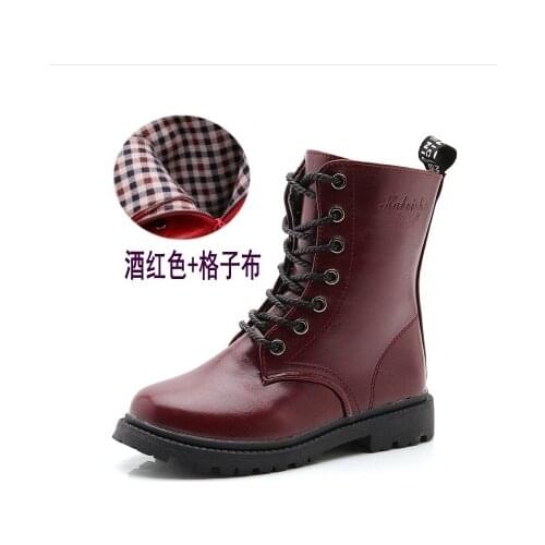 Boys/Girls Lace-up Boots 2020 autumn winter waterproof knight single boots warm Older children snow boots Kids sneakers