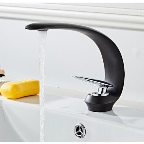 Black Basin Faucets Modern Bathroom Mixer Tap Brass Washbasin Faucet Single Handle Single Hole Elegant Crane For Bathroom 61011R