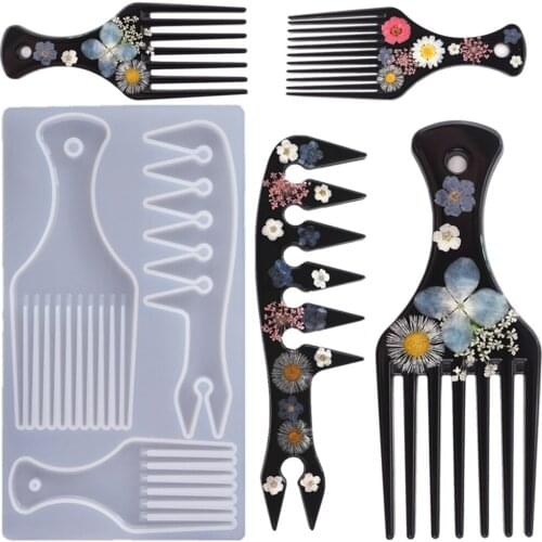 DIY Epoxy Resin Drop Comb Oil Head African Comb Mirror Silica Gel Mold Handicraft Epoxy Resin Mold DIY Jewelry Craft Tool JU0179