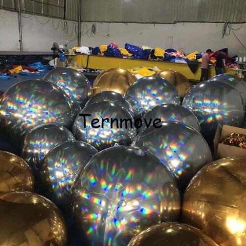 Rainbow silver holographic Mirror Christmas Ball Disco Mirror Ball Light Mirror Reflection Stage Festival Hanging pvc Balloon