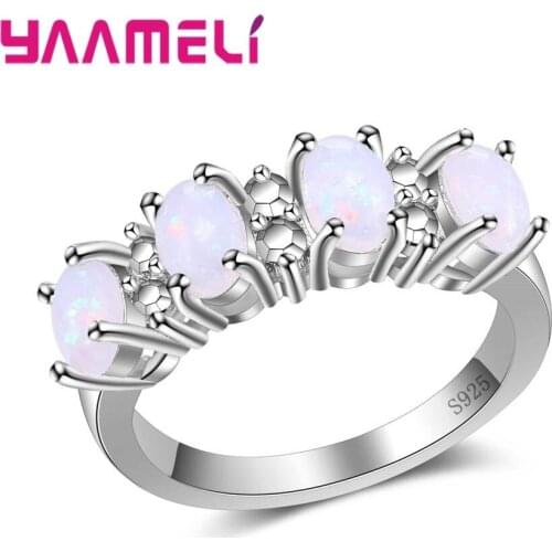 Hot Sale Bohemian Fashion Design Claw 925 Silver Opal Ring for Women Wedding Party Vintage Jewelry For Women Dress