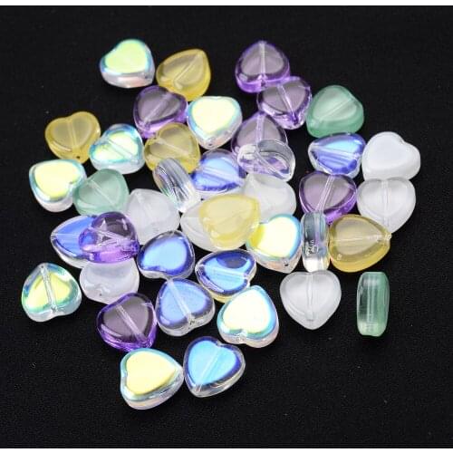 IYOE 30pcs/Lot 10mm Multicolor Czech Glass Heart Beads AB Crystal Spacer Beads For Jewelry Making DIY Bracelet Necklace Earring