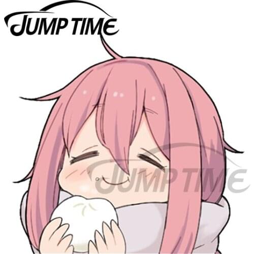 JumpTime 13 x 10.2cm Yuru Camp Nadeshiko Kawii Peeker Vinyl Car Stickers Creative Graffiti Sticker Waterproof Window Trunk Decal