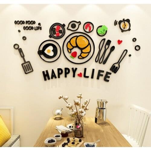 Creative DIY kitchen restaurant tools chidrens room bedroom living room TV background wall decoration 3D acrylic wall sticker
