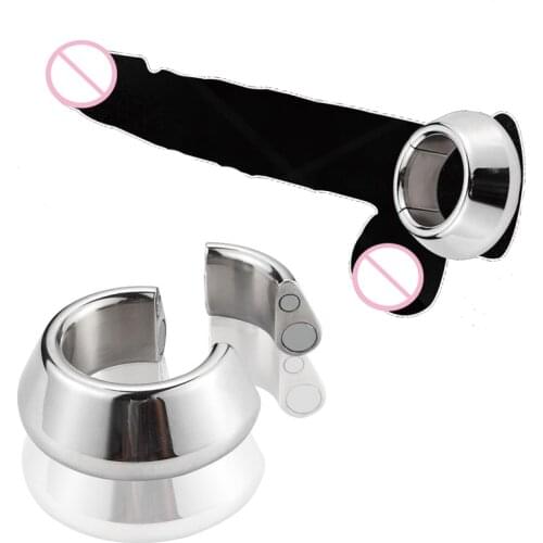 Magnetic Stainless Steel Penis Ring Dick Bondage Lock Cock Ring Heavy Duty Male Metal Scrotum Stretcher Delay Ejaculation Tool