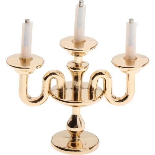 1:12 Scale Dollhouse Miniature Mini Gold Candelabra Furniture Doll House