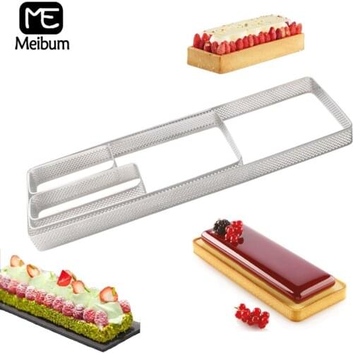 Meibum 4 Sizes Rectangle Stainless Steel Tart Ring French Fruit Cream Pie Pan Cheese Mousse Dessert Cake Pizza Mold Baking Tools