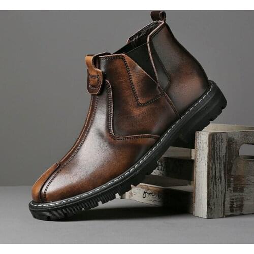 Leather Martin Boots Mens Spring Autumn Top Short Fashion Shoes Casual Zapatillas Hombre Chaussure Homme