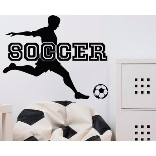 Soccer Wall Decal Sports Man Football Player Sport Gym Wall Decals Stickers Bedroom Nursery Kids Boys Room Art Mural YO-28
