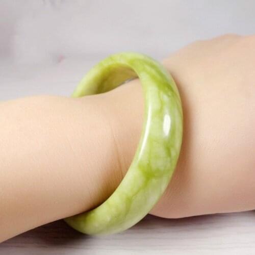 Natural Green Jade Bangle Bracelet Genuine Hand-Carved Fine Charm Jewelry Fashion Accessories Amulet for Men Women Gifts