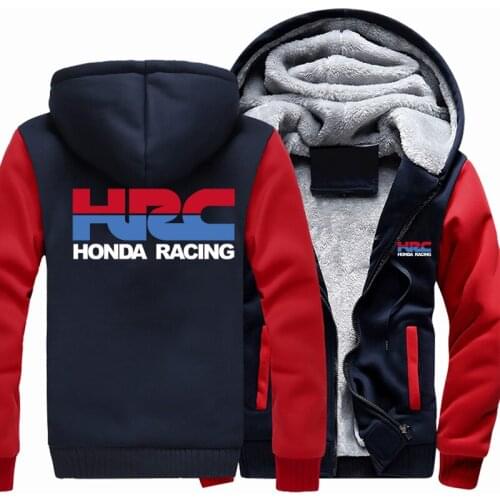 New Winter Mens Fashion HRC Racing Hoodie Jacket Thicken Casual Male Warm Fleeece Harajuku Hoody Coats