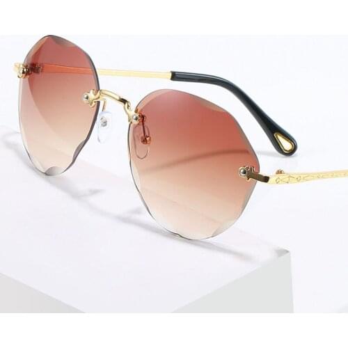 Fashion Rimless Sunglasses Women Round Sun glasses Luxury Brand Female Metal Shades UV400 Eyewear oculos de sol