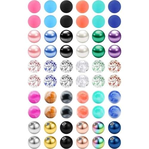 Piercing ball14G 60Pcs Replacement Balls for Piercing Barbell Parts 5mm 8mm Stainless Steel & Clear Flexible Balls for Women Men