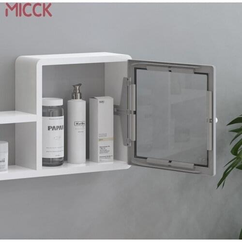 MICCK Bathroom Storage Rack Organization Wall Toilet Shelf Dustproof Makeup Storage Shelf with Mirror Door Bathroom Accessories